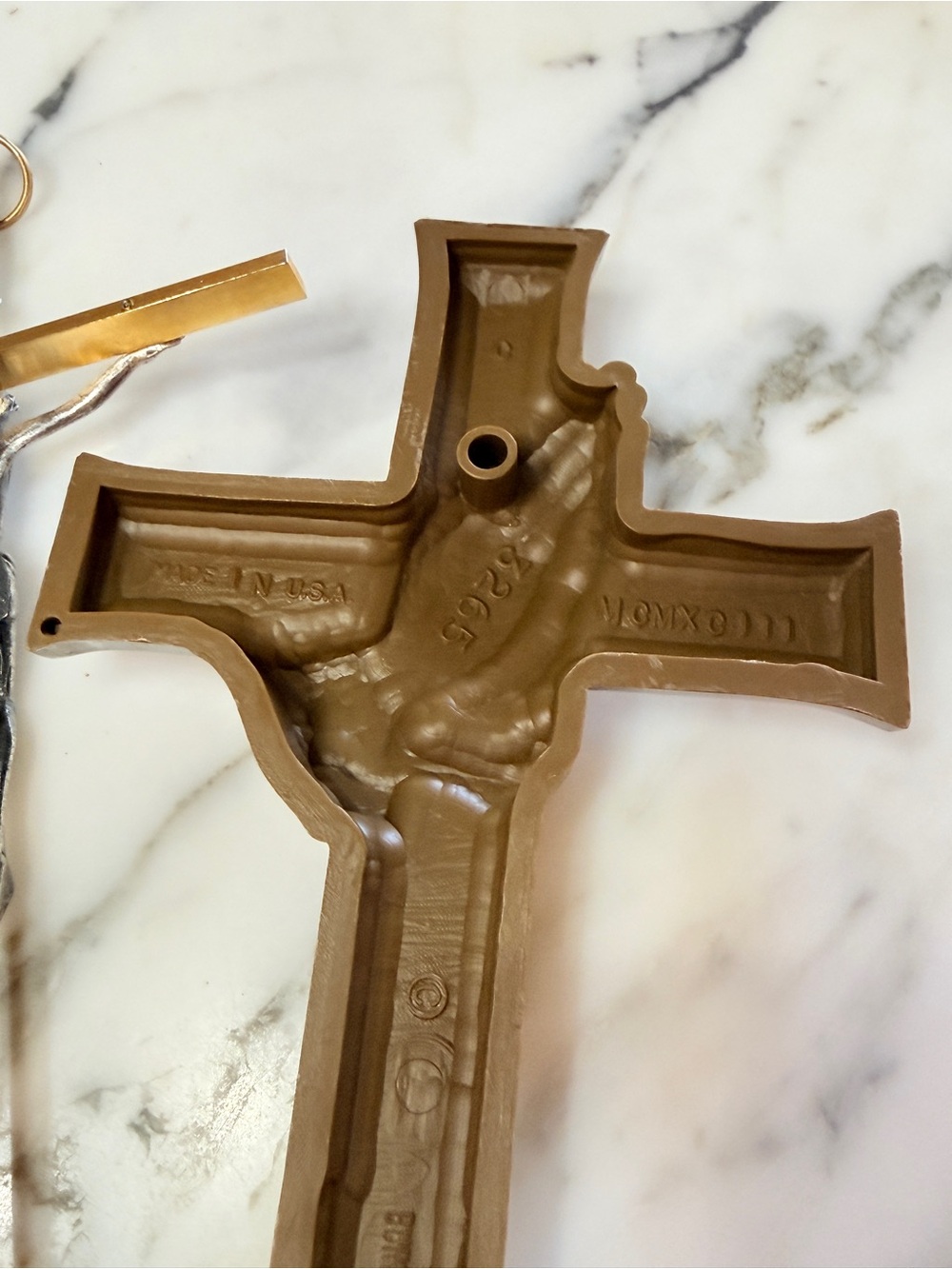 MCM Gold & Silver Crucifix Set w/ Praying Hands Cross, Italian Bracelet & Prayer - Picture 10 of 16